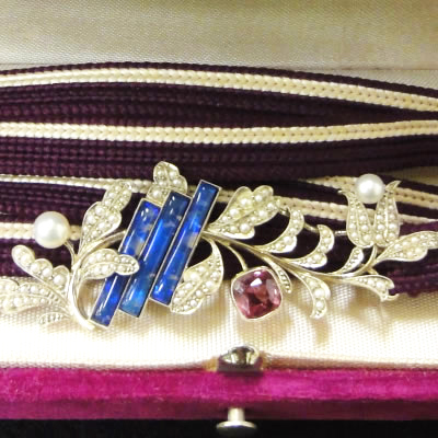 帯留め　ルビー・サファイア